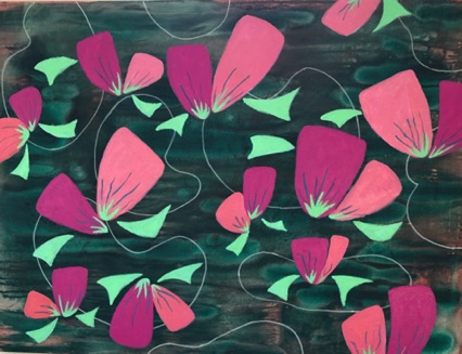 "Floating Fancy"
30" x 40"
acrylic on canvas
2021