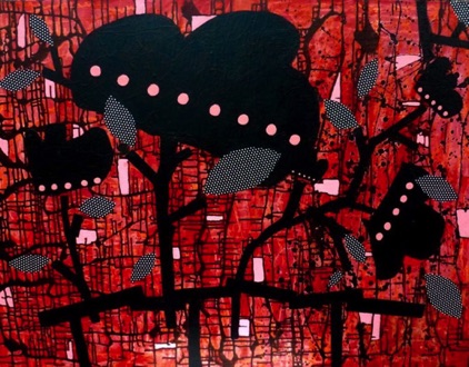 Big Bloom
acrylic & mixed media on canvas
48&rdquo; x36&rdquo; 
2017